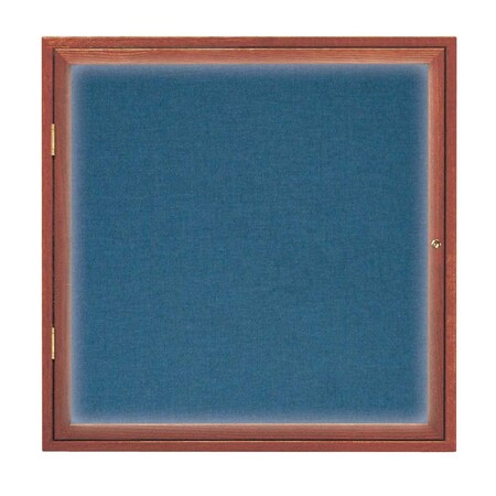 United Visual Products Single Door Slim Enclosed Radius EZ Tack Board, 42"x32", White/Grey UVRDS42EZ-GREY-WHITE